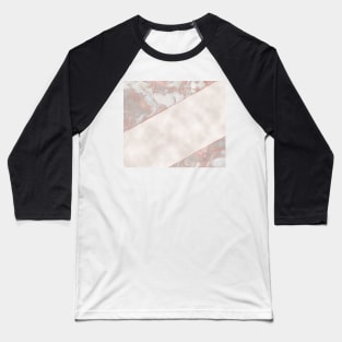 French polished rose gold marble & pearl Baseball T-Shirt